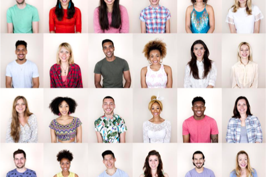 photo collage showing ethnically diverse headshots of smiling people