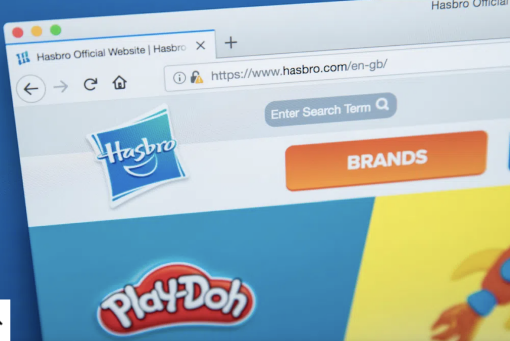 screenshot of browser window showing Hasbro website