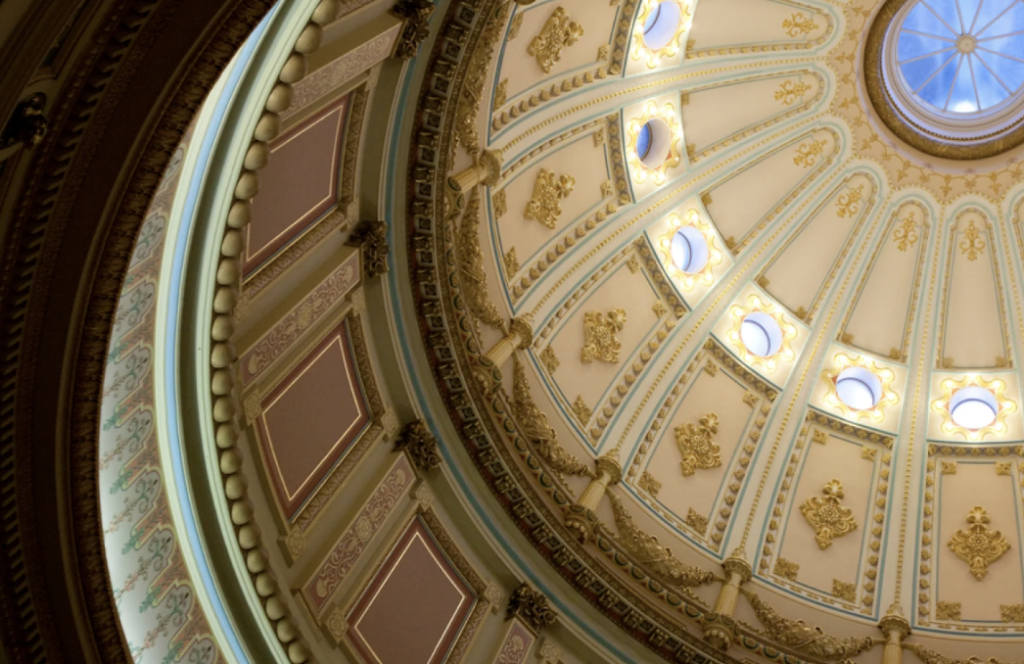 interior photo of congress building's dome ceiling