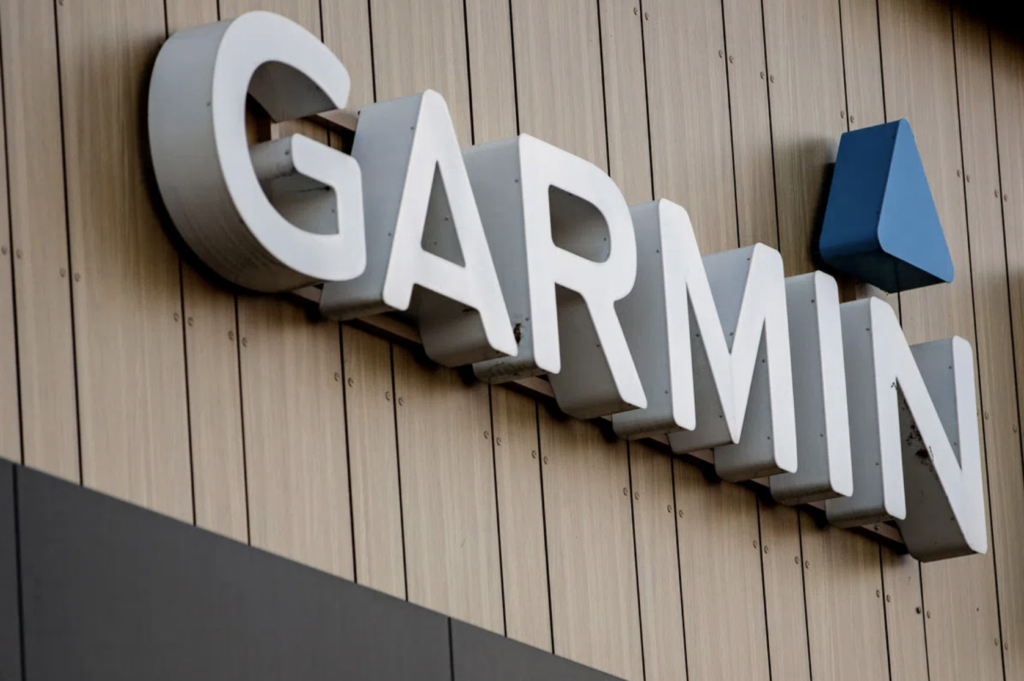 Photo of Garmin company logo on a building side